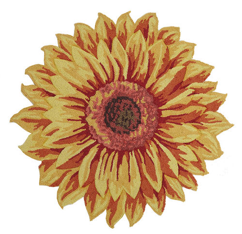 (image for) Sunflower Shaped Wool Hooked Rug